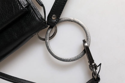 Dolce & Gabbana Schwarze Leder Logo Geldbörse - Luxuriöse Umhängetasche