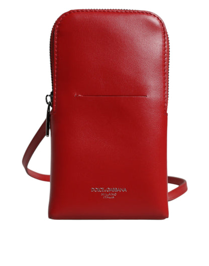 Dolce & Gabbana Rotes Leder Portemonnaie Sling Crossbody Tasche