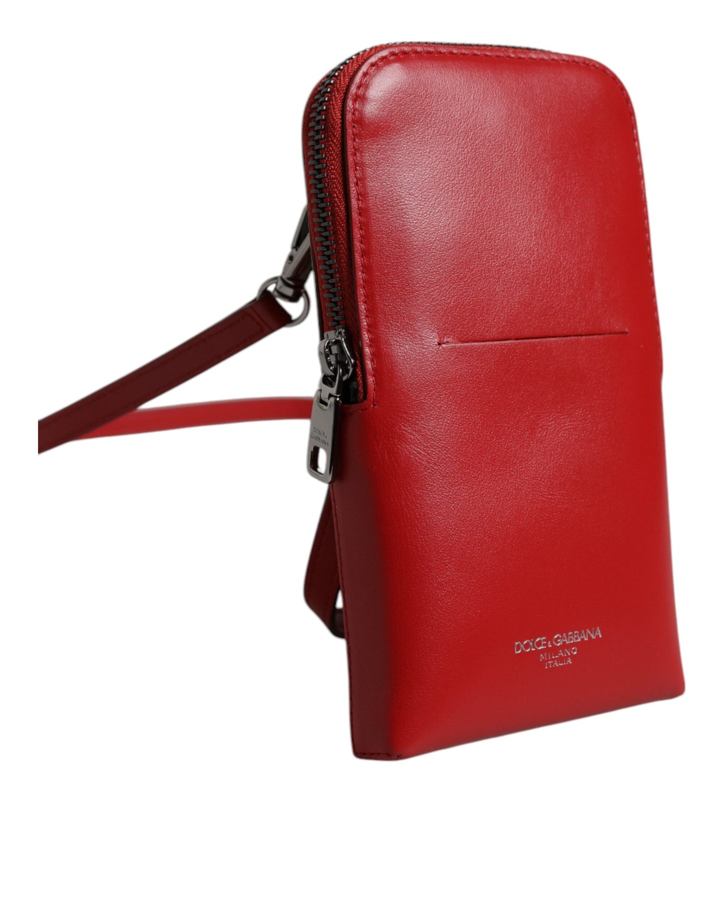 Dolce & Gabbana Rotes Leder Portemonnaie Sling Crossbody Tasche