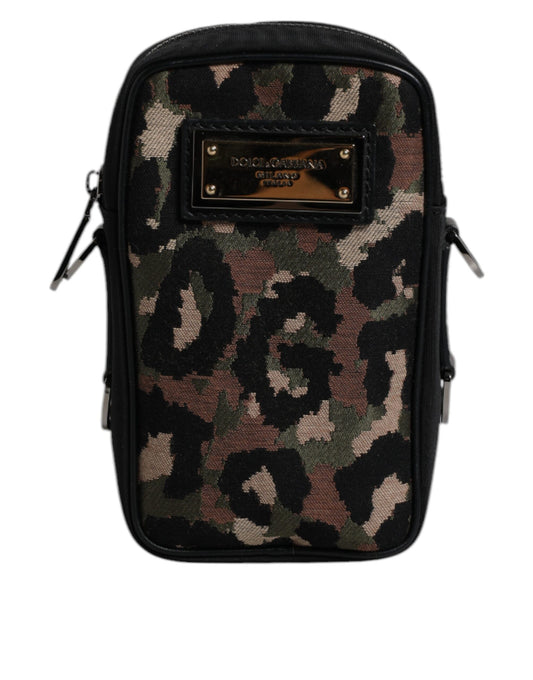 Dolce & Gabbana Multicolor Leopard Jacquard Umhängetasche mit DG-Logo-Plakette
