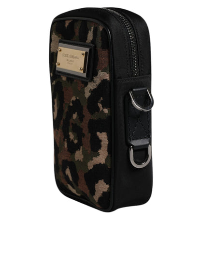 Dolce & Gabbana Multicolor Leopard Jacquard Umhängetasche mit DG-Logo-Plakette