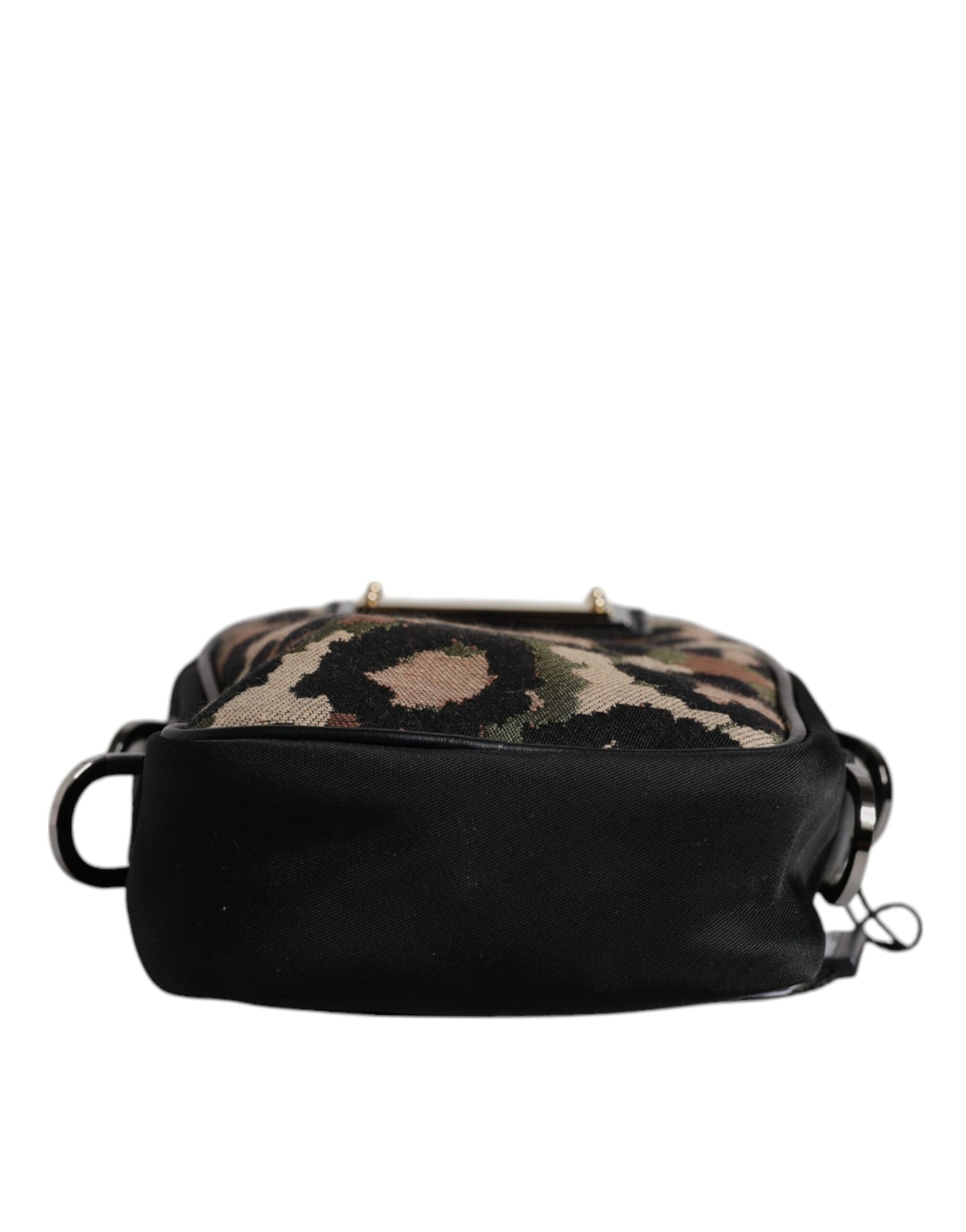 Exklusive Dolce & Gabbana Multicolor Leopard Jacquard Umhängetasche mit Logo-Plakette