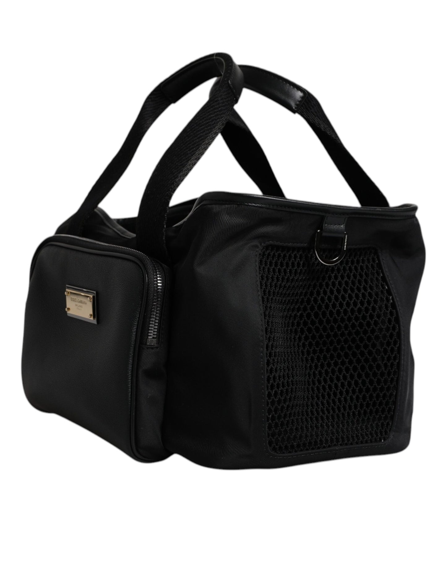 Dolce & Gabbana Schwarzer Schultergurt Pet Carry Logo Plaque Tasche – Exquisite Eleganz