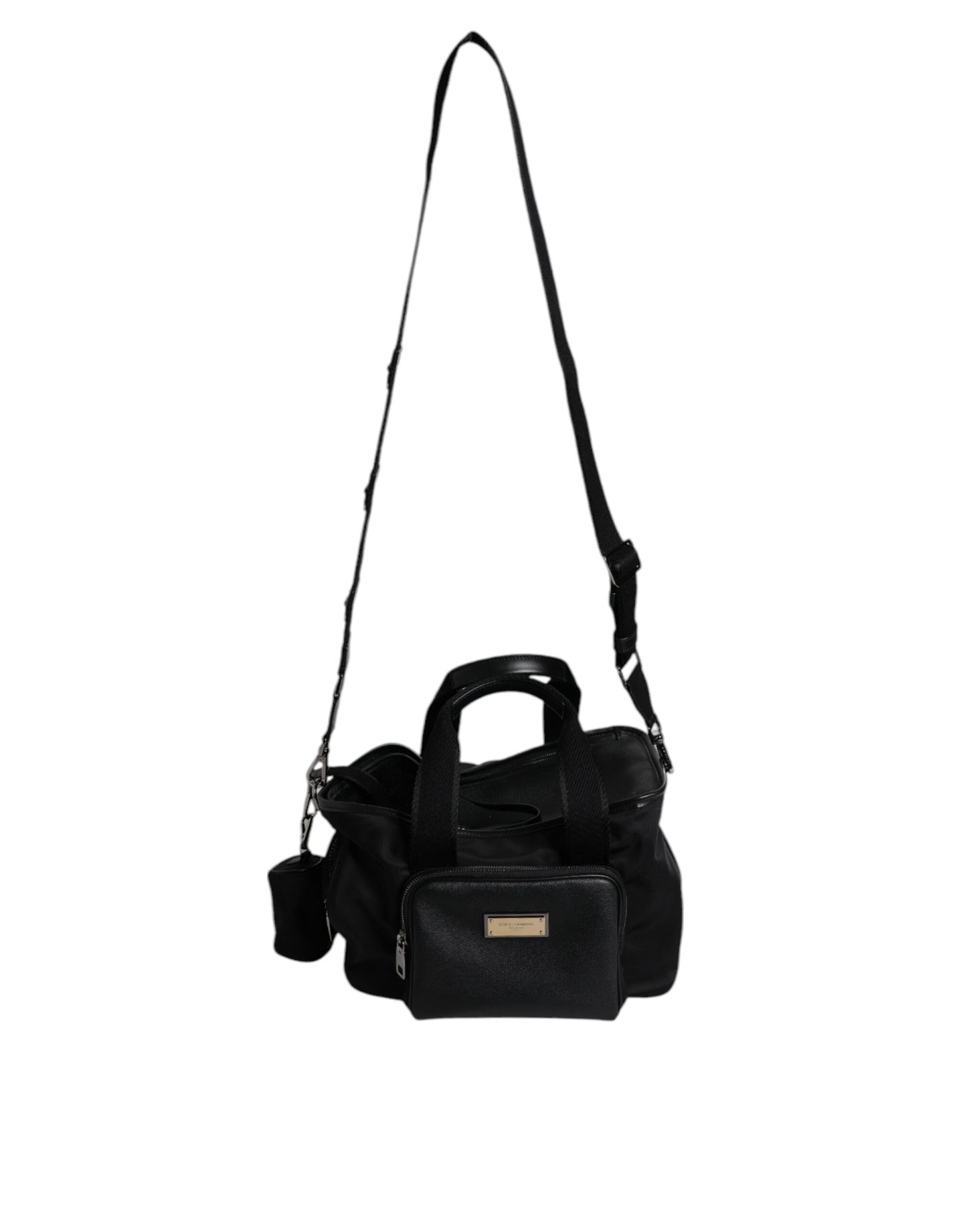 Dolce & Gabbana Schwarzer Schultergurt Pet Carry Logo Plaque Tasche – Exquisite Eleganz