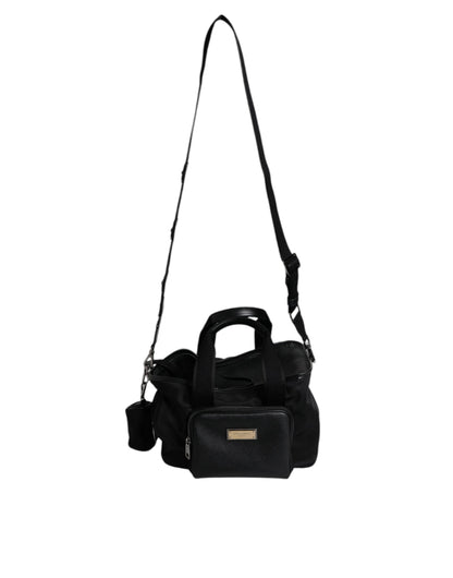 Dolce & Gabbana Schwarzer Schultergurt Pet Carry Logo Plaque Tasche – Exquisite Eleganz