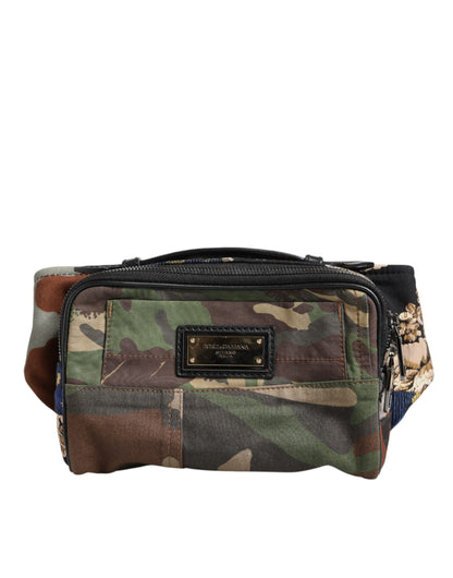 Dolce & Gabbana Multicolor Camouflage Patchwork Logo Gürteltasche