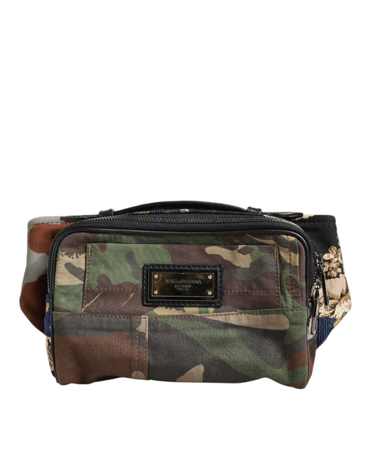 Dolce & Gabbana Multicolor Camouflage Patchwork Logo Gürteltasche