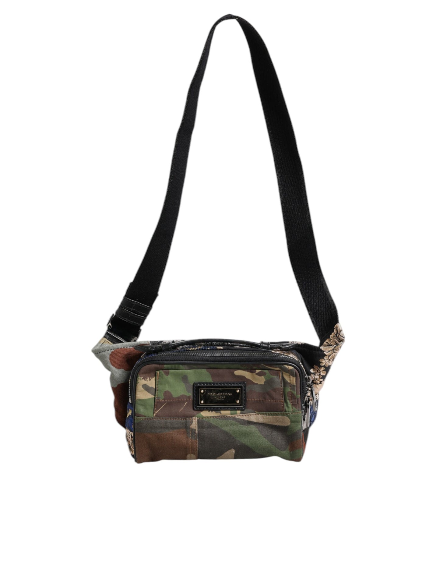Dolce & Gabbana Multicolor Camouflage Patchwork Logo Gürteltasche