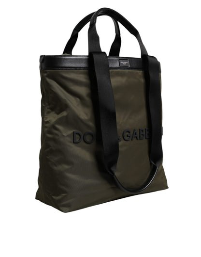 Luxuriöse Militärgrüne Nylon-Schulterriemen-Tragetasche von Dolce & Gabbana