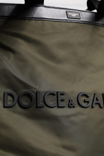 Luxuriöse Militärgrüne Nylon-Schulterriemen-Tragetasche von Dolce & Gabbana