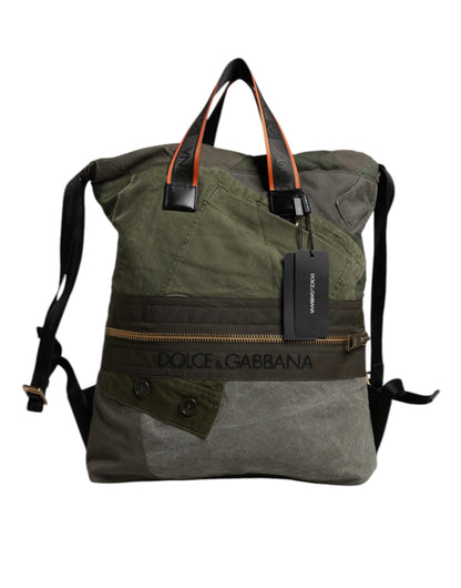 Dolce & Gabbana Militärgrün Patchwork Rucksack – Exklusive Designer Tasche