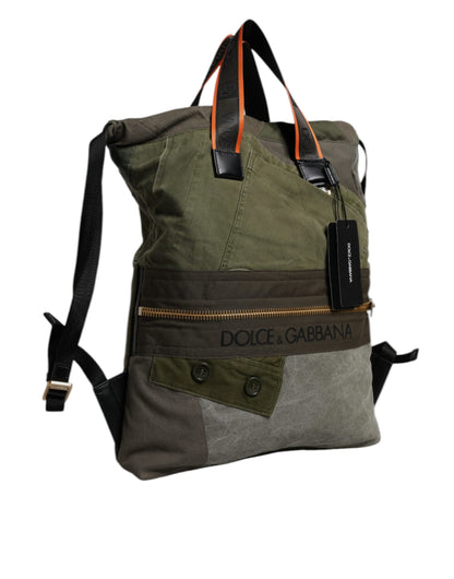 Dolce & Gabbana Militärgrün Patchwork Rucksack – Exklusive Designer Tasche