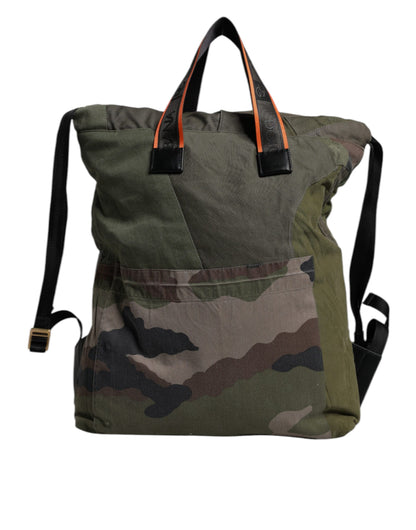 Dolce & Gabbana Militärgrün Patchwork Rucksack – Exklusive Designer Tasche