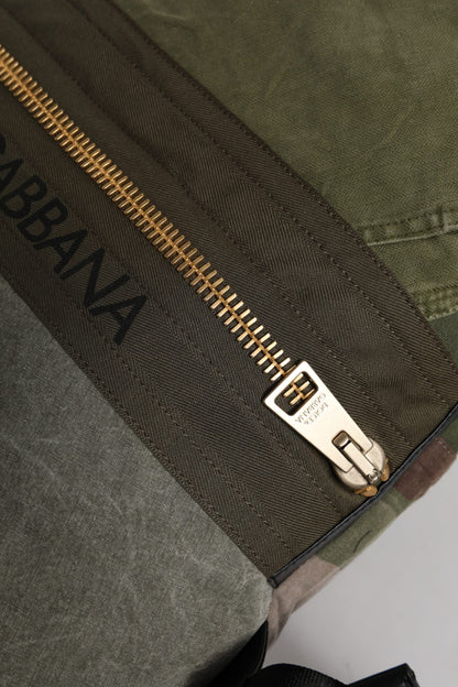 Dolce & Gabbana Militärgrün Patchwork Rucksack – Exklusive Designer Tasche