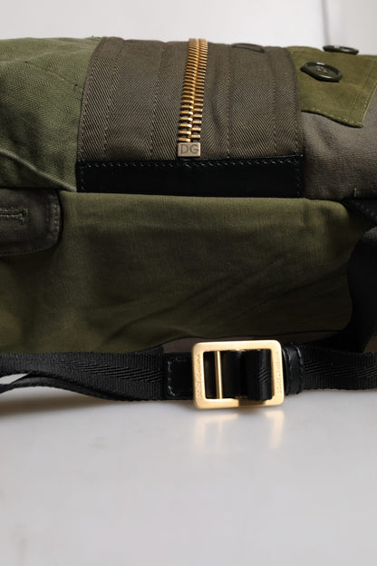 Dolce & Gabbana Militärgrün Patchwork Rucksack – Exklusive Designer Tasche