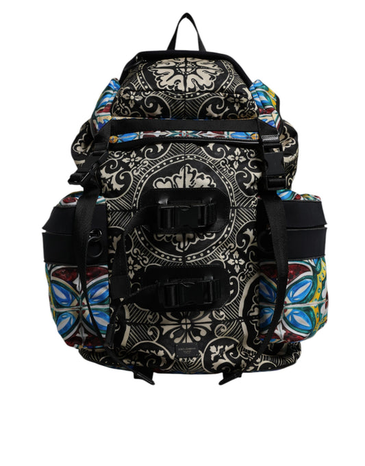 Dolce & Gabbana Multicolor Maiolica Druck Nylon Rucksack Tasche – Exquisite Eleganz
