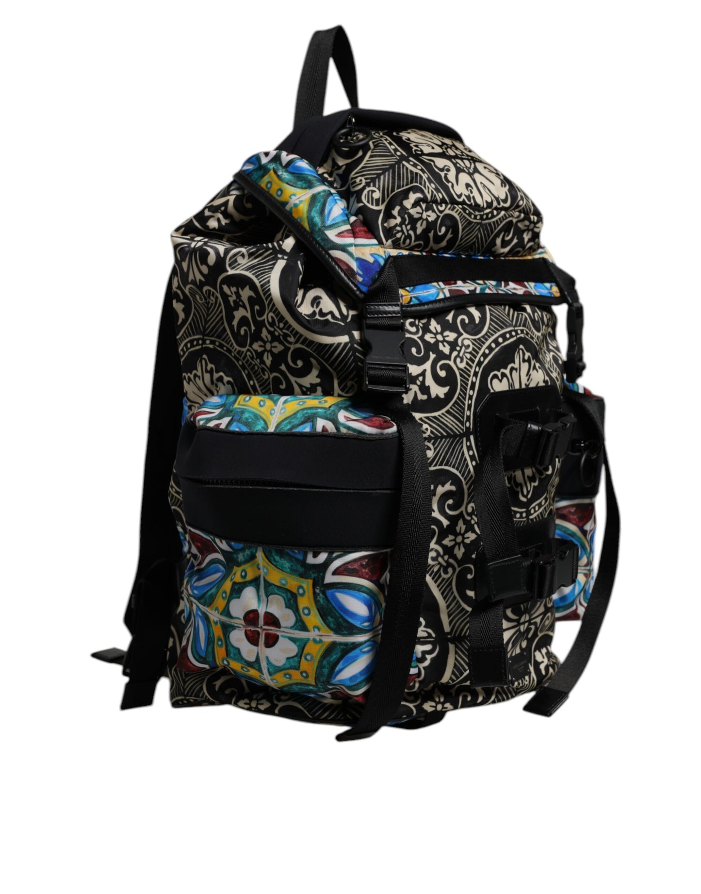 Dolce & Gabbana Multicolor Maiolica Druck Nylon Rucksack Tasche – Exquisite Eleganz