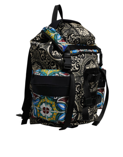 Dolce & Gabbana Multicolor Maiolica Druck Nylon Rucksack Tasche – Exquisite Eleganz