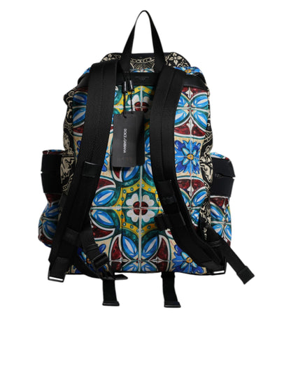 Dolce & Gabbana Multicolor Maiolica Druck Nylon Rucksack Tasche – Exquisite Eleganz