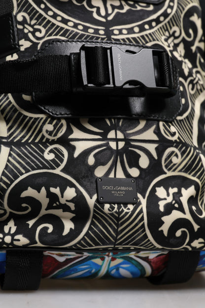 Dolce & Gabbana Multicolor Maiolica Druck Nylon Rucksack Tasche – Exquisite Eleganz