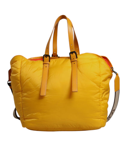 Dolce & Gabbana Gelbe Orange Nylon Logo Plaque Hand Schulter Duffle Bag – Exklusive Designer Tasche für Frauen
