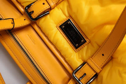 Dolce & Gabbana Gelbe Orange Nylon Logo Plaque Hand Schulter Duffle Bag – Exklusive Designer Tasche für Frauen