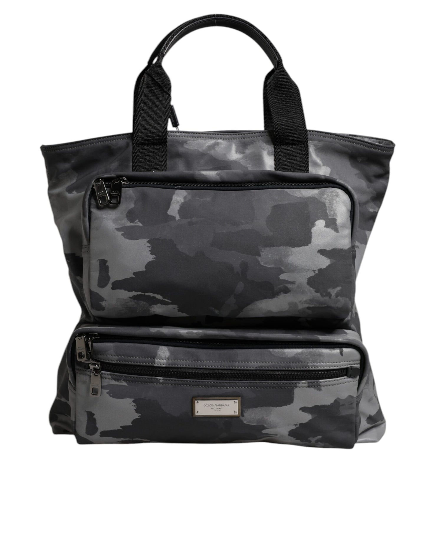 Dolce & Gabbana Graue Tarnfarben-Baumwoll-Tote Bag – Elegante Designerhandtasche