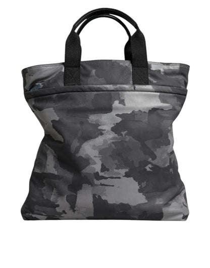 Dolce & Gabbana Graue Tarnfarben-Baumwoll-Tote Bag – Elegante Designerhandtasche