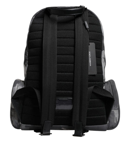 Dolce & Gabbana Graue Baumwolle Camouflage Logo Plaque Rucksack Tasche – Exklusive Designer-Handtasche