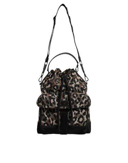 Dolce & Gabbana Multicolor Leopard Baumwoll Umhängetasche