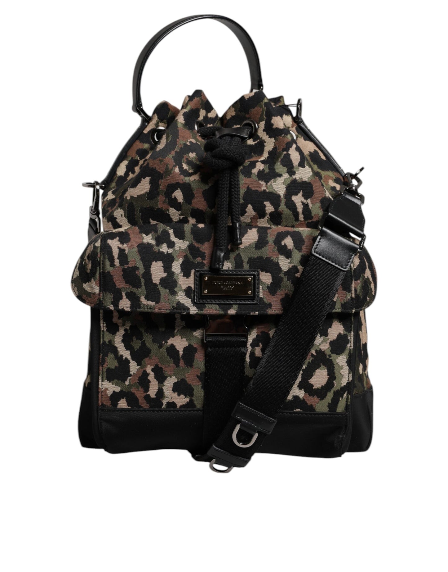 Dolce & Gabbana Multicolor Leopard Baumwoll Umhängetasche