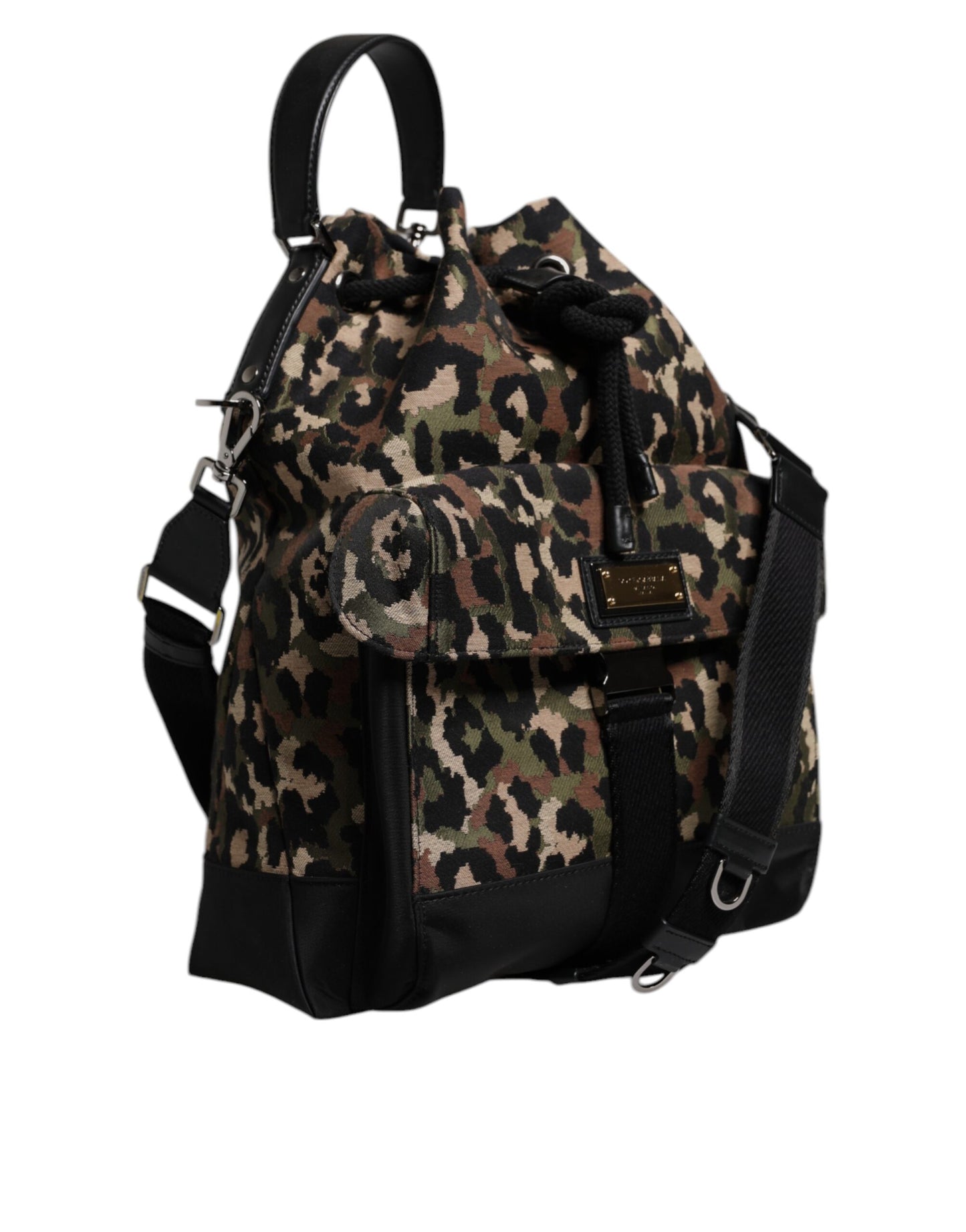 Dolce & Gabbana Multicolor Leopard Baumwoll Umhängetasche