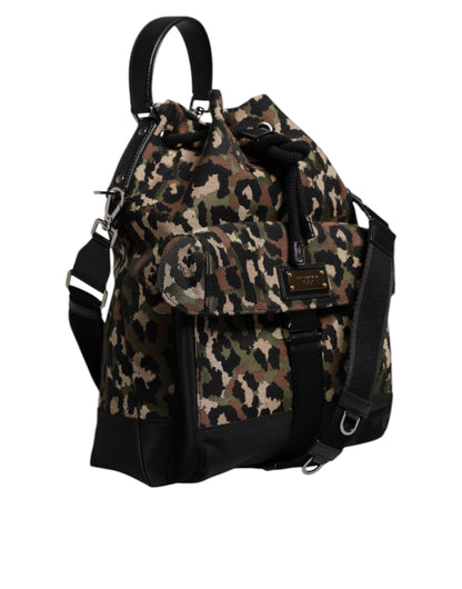 Dolce & Gabbana Multicolor Leopard Baumwoll Umhängetasche