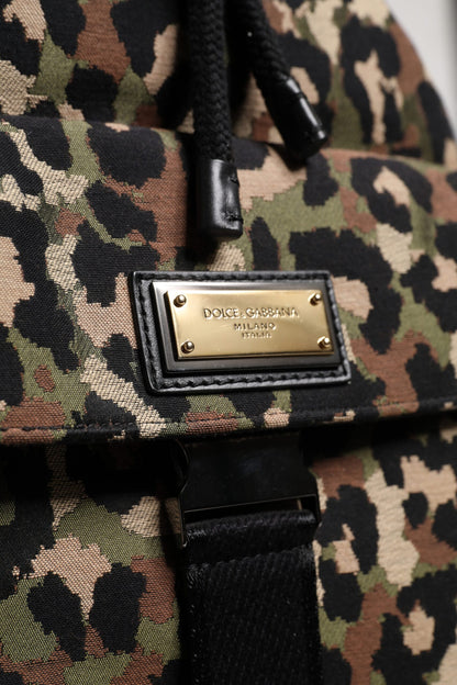 Dolce & Gabbana Multicolor Leopard Baumwoll Umhängetasche
