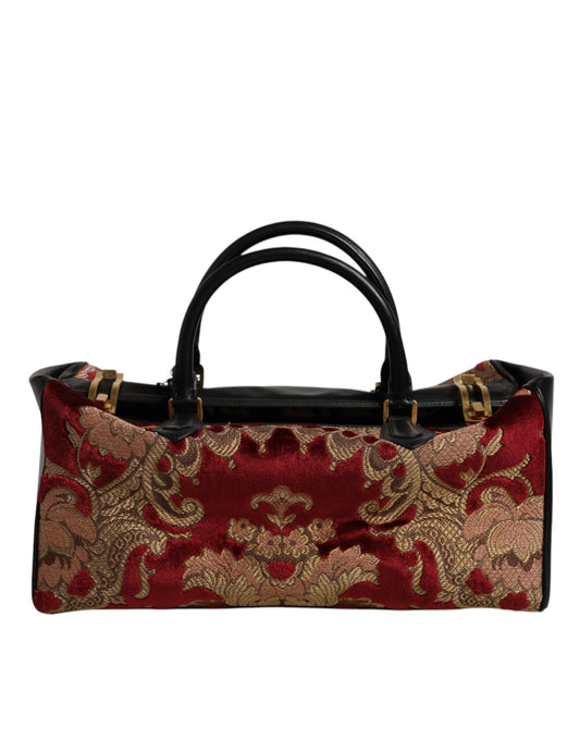 Dolce & Gabbana Multicolor Leder Brokat Samt Reisetasche Tote Bag – Exklusive Designer Handtasche