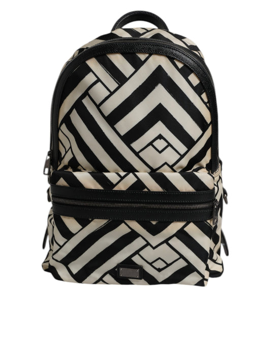 Dolce & Gabbana Schwarze und Weiße Nylon Leder Rucksack Tasche – Exklusive Luxusmode