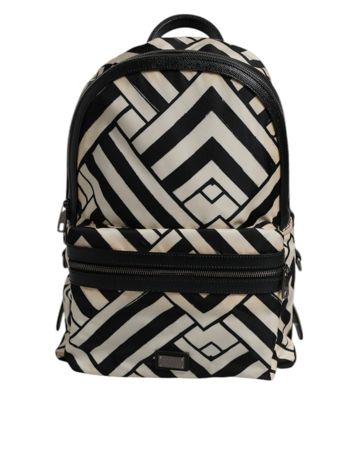 Dolce & Gabbana Schwarze und Weiße Nylon Leder Rucksack Tasche – Exklusive Luxusmode