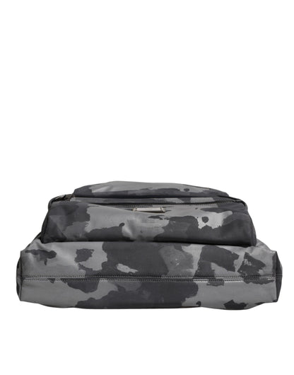 Dolce & Gabbana Schwarzer Camouflage Schulterriemen Tasche mit Logoplakette