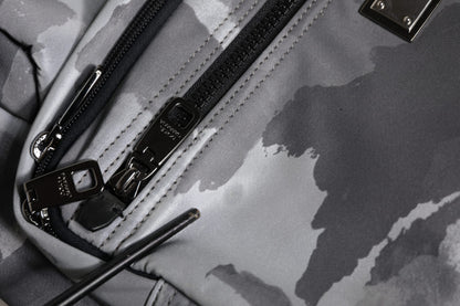 Dolce & Gabbana Schwarzer Camouflage Schulterriemen Tasche mit Logoplakette