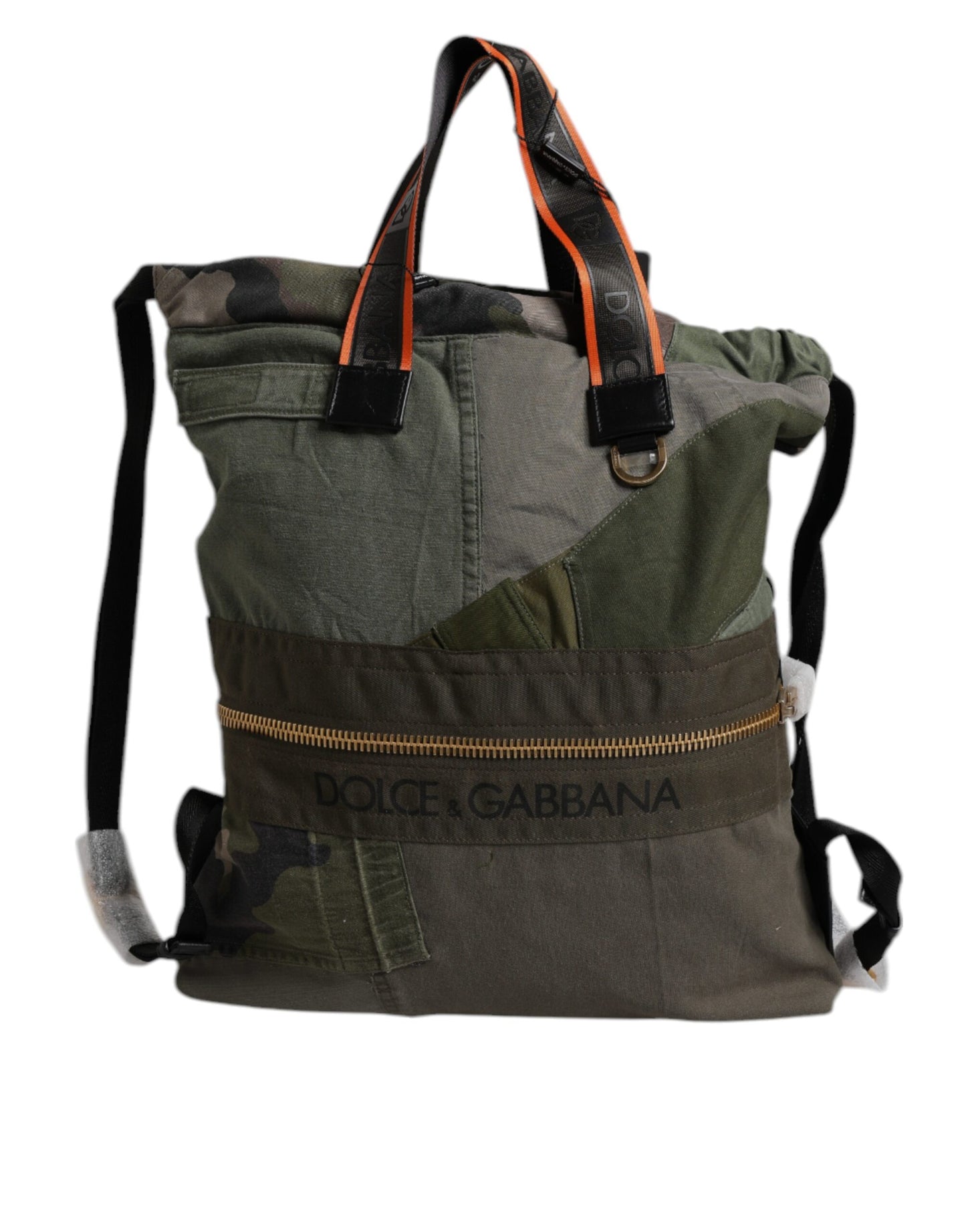 Dolce & Gabbana Militär Grün Patchwork Rucksack - Exklusive Designer Tasche
