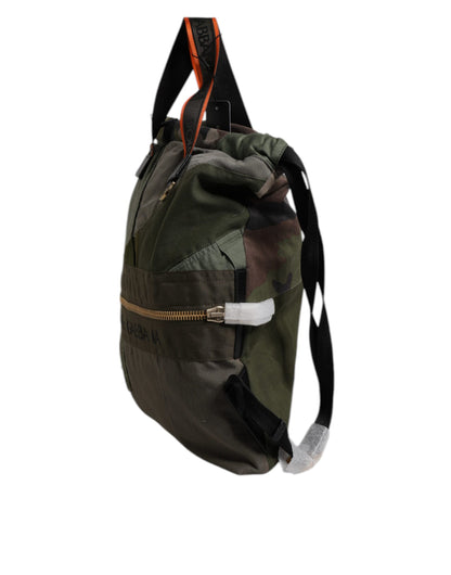 Dolce & Gabbana Militär Grün Patchwork Rucksack - Exklusive Designer Tasche