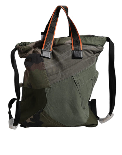 Dolce & Gabbana Militär Grün Patchwork Rucksack - Exklusive Designer Tasche