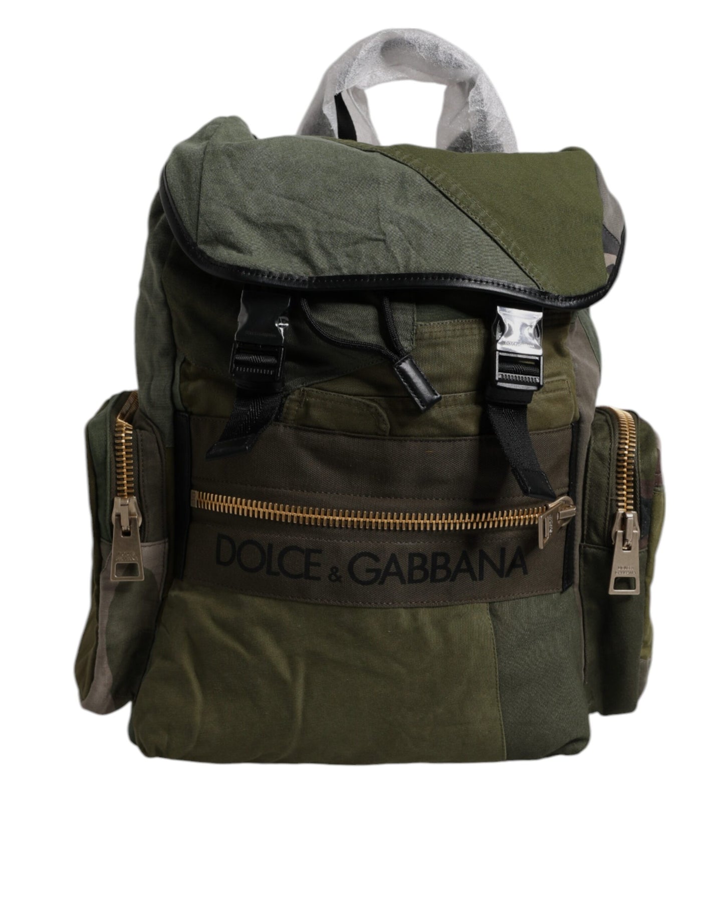 Dolce & Gabbana Militärgrünes Patchwork-Reiserucksack in Luxusqualität