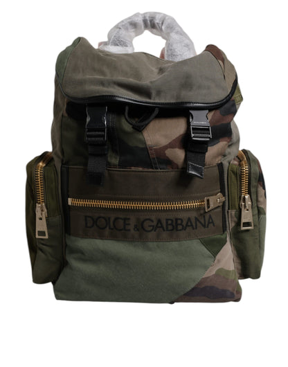 Dolce & Gabbana Militärgrüner Patchwork-Reiserucksack – Exklusives Design und Handwerkskunst