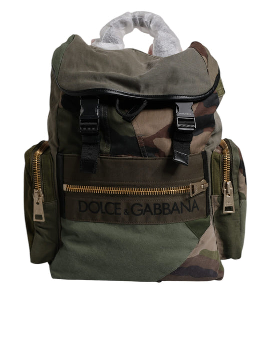 Dolce & Gabbana Militärgrüner Patchwork-Reiserucksack – Exklusives Design und Handwerkskunst