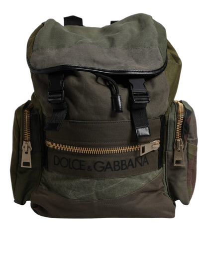 Dolce & Gabbana Militärgrüner Patchwork Rucksack – Exklusives Designerstück