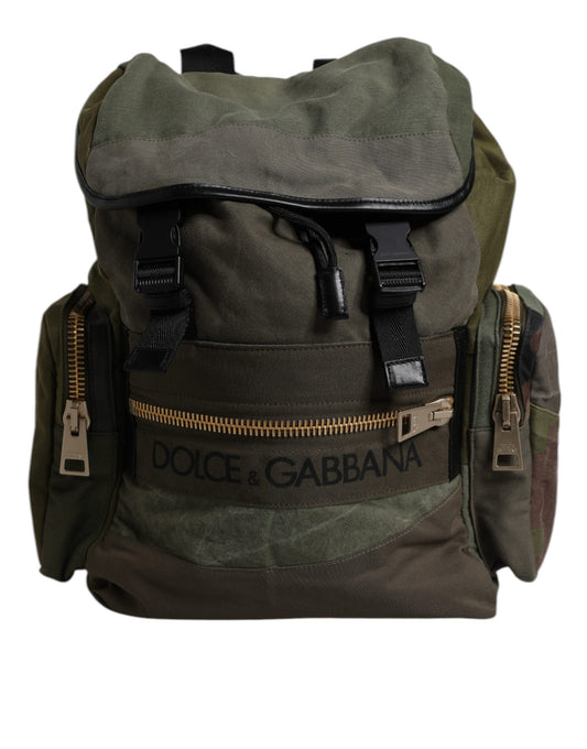 Dolce & Gabbana Militärgrüner Patchwork Rucksack – Exklusives Designerstück