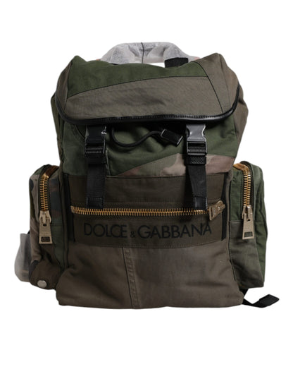 Dolce & Gabbana Militärgrüner Patchwork-Reiserucksack - Exklusive Luxus-Tasche