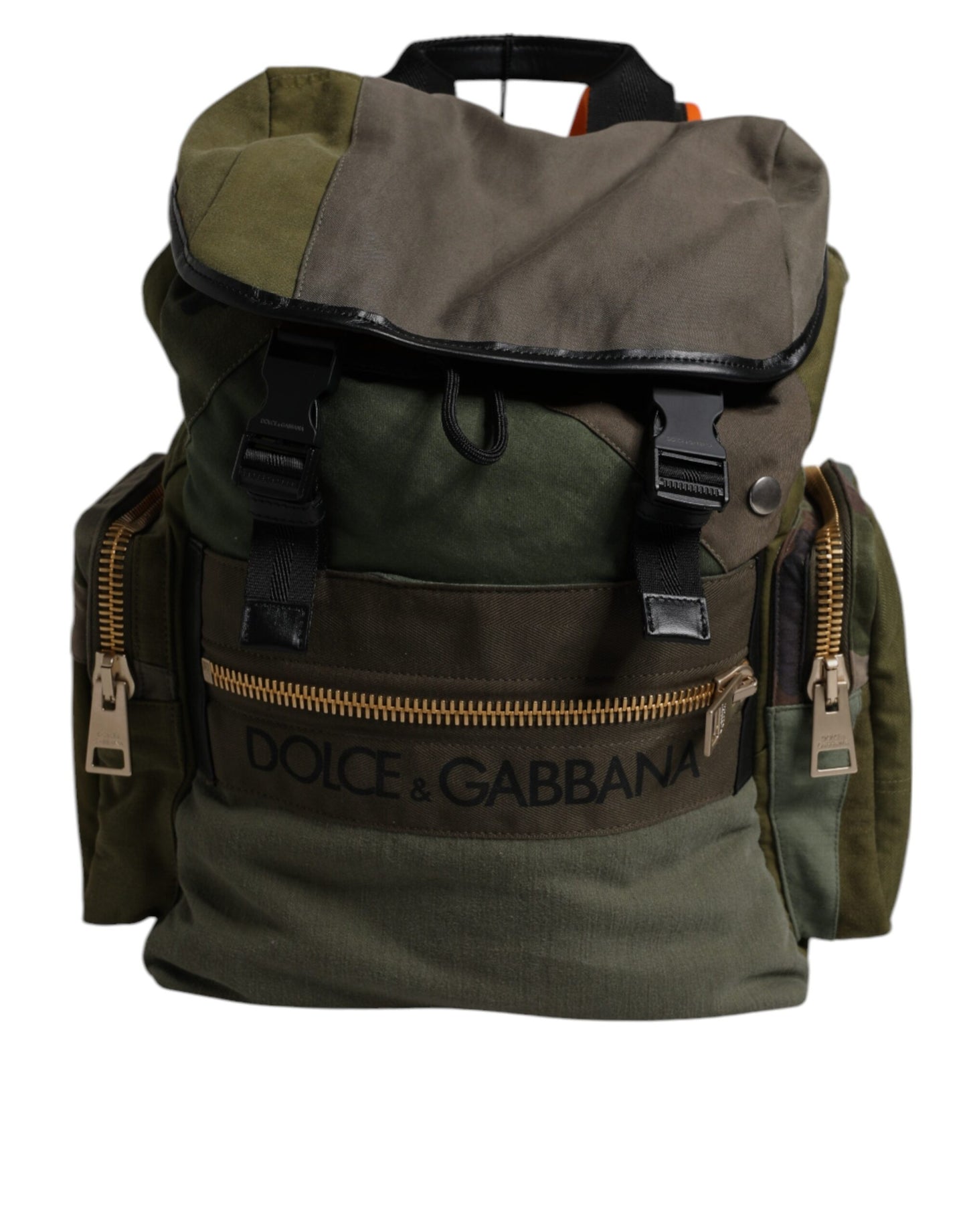 Dolce & Gabbana Militärgrüner Patchwork-Reiserucksack – Luxuriöse Designer-Tasche