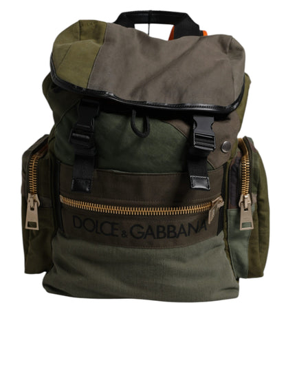 Dolce & Gabbana Militärgrüner Patchwork-Reiserucksack – Luxuriöse Designer-Tasche